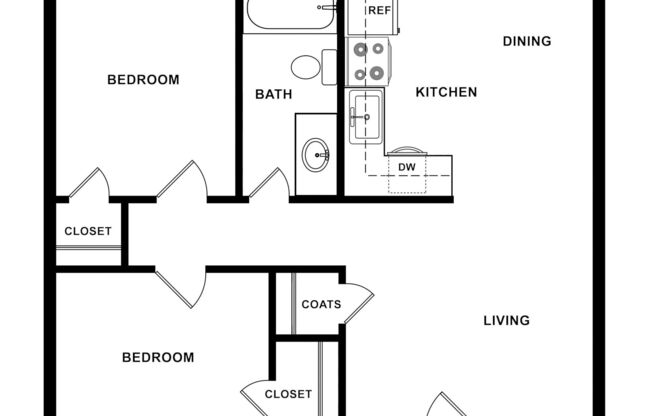 2 beds, 1 bath, 700 sqft, $1,053