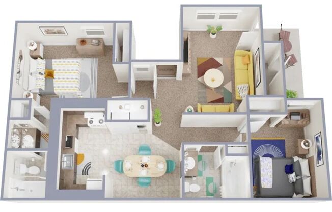 2 beds, 2 baths, 880 sqft, $1,330, Unit 2003