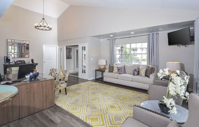 living room with hardwood-style flooring at Harvard Place Apartments, Lithonia, GA, 30058