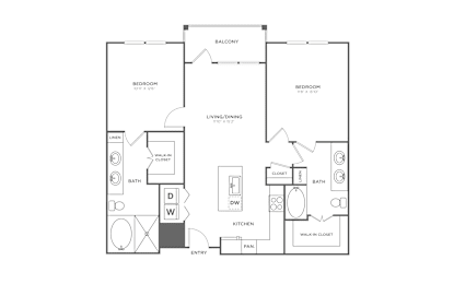 2 beds, 2 baths, 1,099 sqft, $2,080