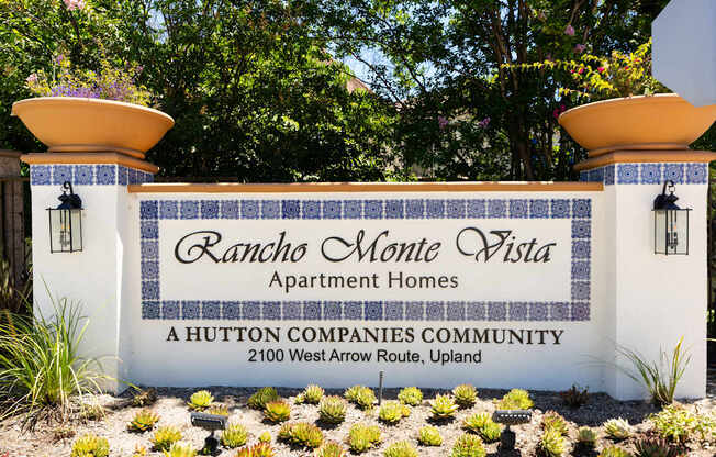 A sign for Rancho Monte Vista Apartment Homes in Upland.