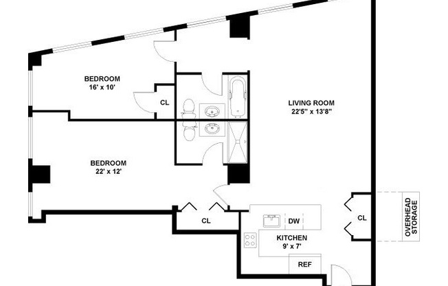 2 beds, 2 baths, 1,006 sqft, $6,000, Unit 7F