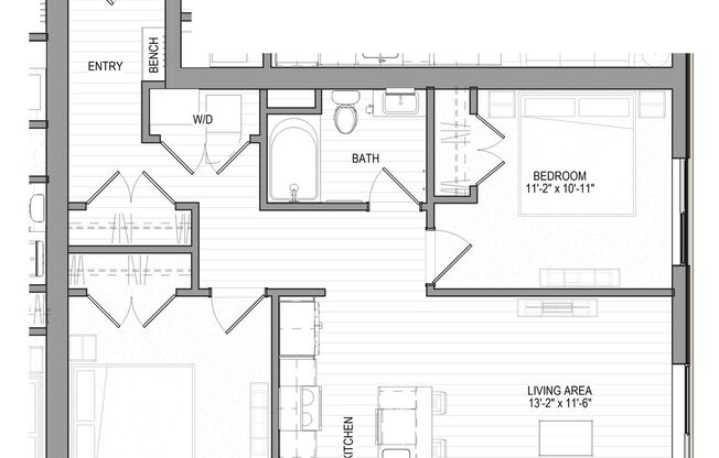 2 beds, 1 bath, 836 sqft, $2,885, Unit 611