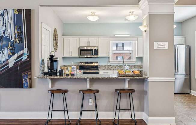 Clubhouse Kitchen with Barstools