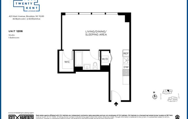 Studio, 1 bath, $4,100, Unit 1206