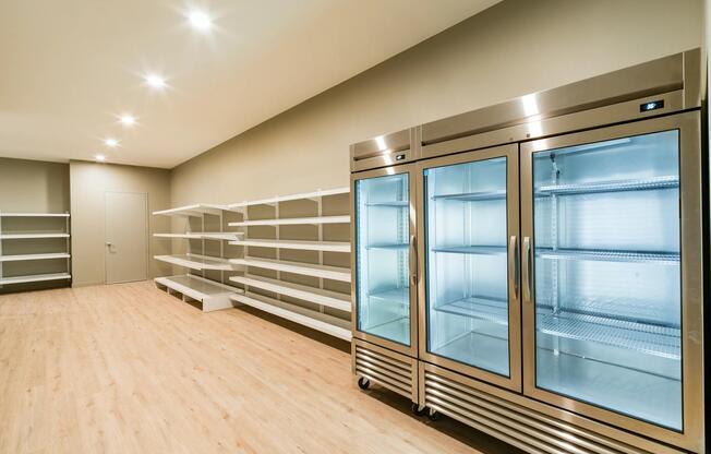 The package center features refrigerated storage for grocery deliveries and dedicated space for oversized parcels, providing a secure and convenient solution for package management.
