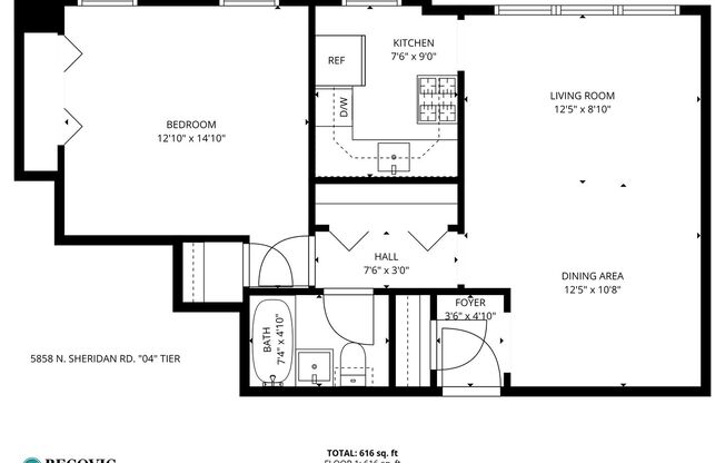 1 bed, 1 bath, 595 sqft, $2,200, Unit 1204