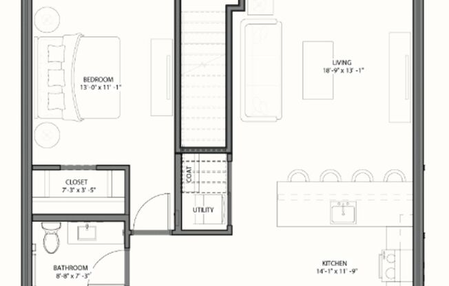 1 bed, 1 bath, 828 sqft, $1,725, Unit 2E105