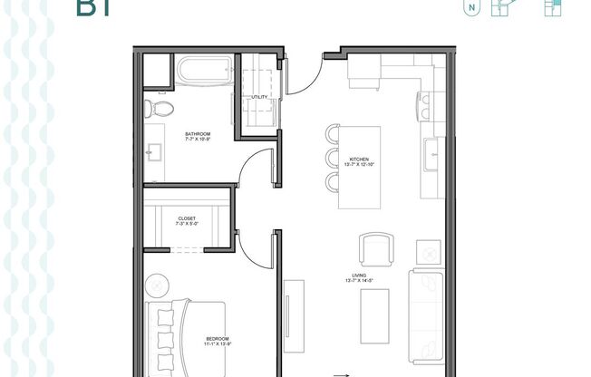 1 bed, 1 bath, 774 sqft, $1,575, Unit 222S