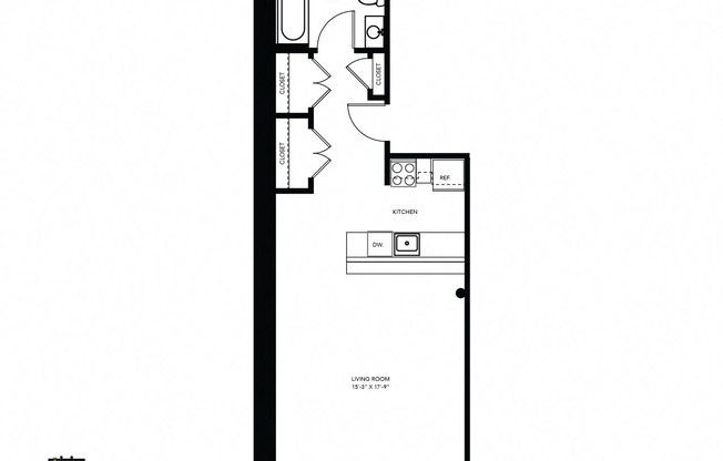 Studio, 1 bath, 577 sqft, $1,046