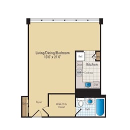 Studio, 1 bath, 570 sqft, $1,798