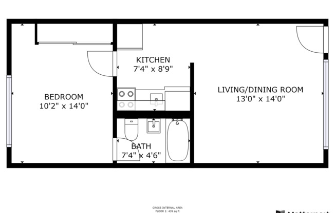 1 bed, 1 bath, 485 sqft, $1,425, Unit 310