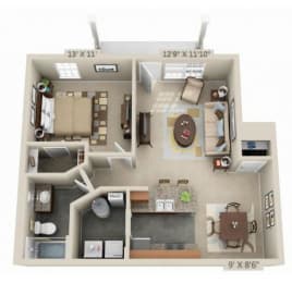 1 bed, 1 bath, 746 sqft, $1,347