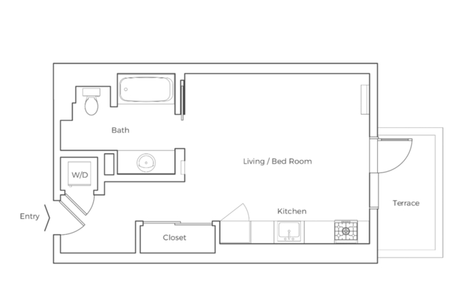 Studio, 1 bath, $1,995, Unit #205