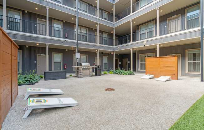 Courtyard with Cornhole Area