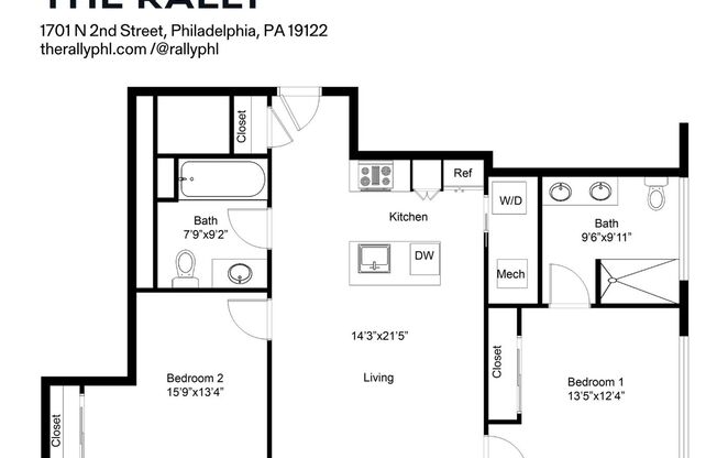 2 beds, 2 baths, 923 sqft, $2,414, Unit 408