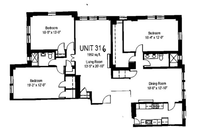 3 beds, 2 baths, 1,952 sqft, $2,700, Unit Royal York 316