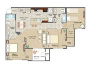 3 beds, 2 baths, 1,253 sqft, $2,494