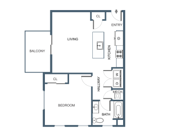 1 bed, 1 bath, 706 sqft, $2,307