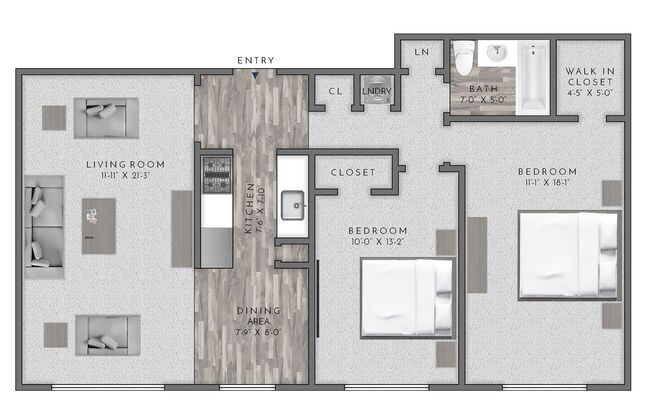 2 beds, 1 bath, 915 sqft, $2,875