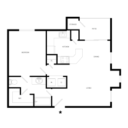 1 bed, 1 bath, 706 sqft, $1,125