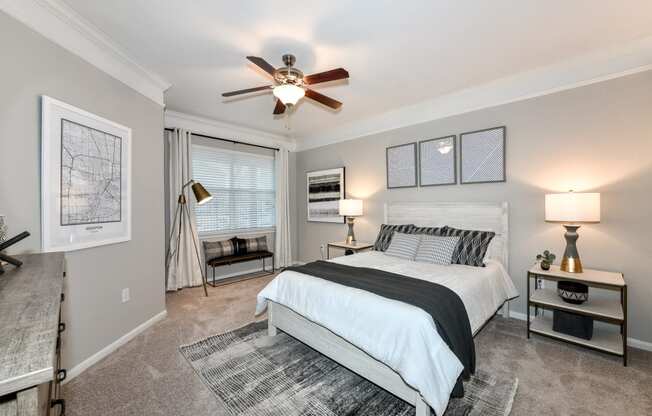 Spacious bedroom with carpet at Artesian on Westheimer, Houston, Texas