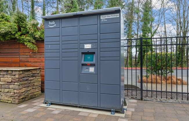 an image of a secure storage box in front of a fence