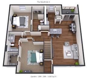 2 beds, 2 baths, 1,100 sqft, $1,600