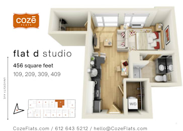 Studio, 1 bath, 456 sqft, $1,465