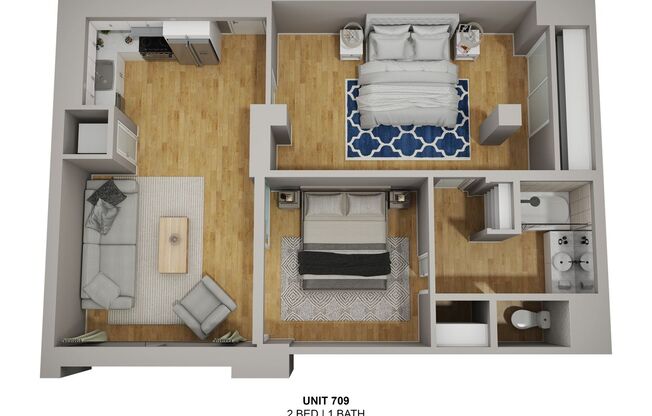 2 beds, 1 bath, 950 sqft, $2,950, Unit 709