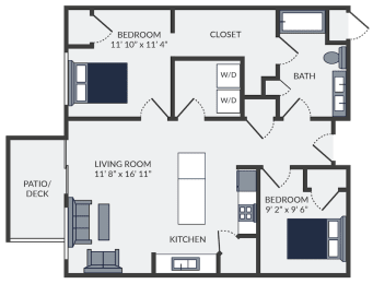 2 beds, 1 bath, 936 sqft, $1,210