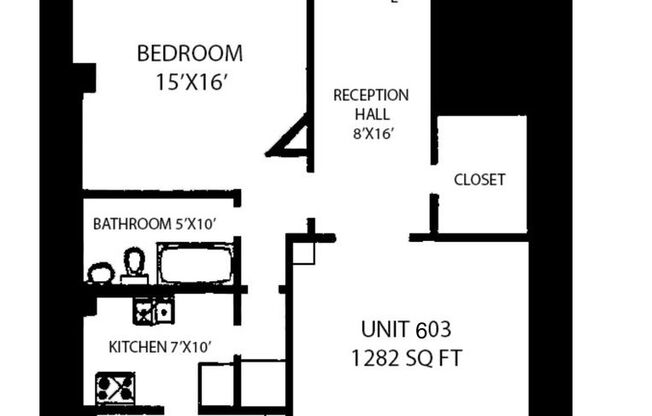 1 bed, 1 bath, 1,091 sqft, $1,400, Unit New King Edward  603