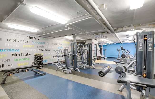 Fitness center at Mason Hall Apartments in Alexandria, VA 22314