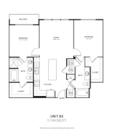 2 beds, 2 baths, 1,144 sqft, $2,099