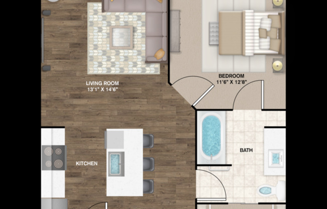 1 bed, 1 bath, 709 sqft, $1,226