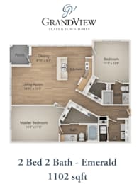 2 beds, 2 baths, 1,102 sqft, $1,850