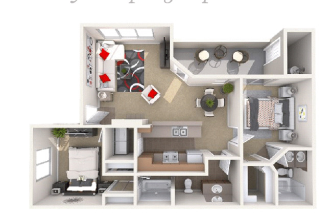 2 beds, 2 baths, 1,051 sqft, $1,525, Unit 2070