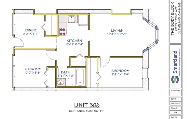 2 beds, 1 bath, 600 sqft, $949