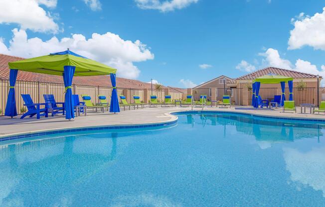 a blue pool of water