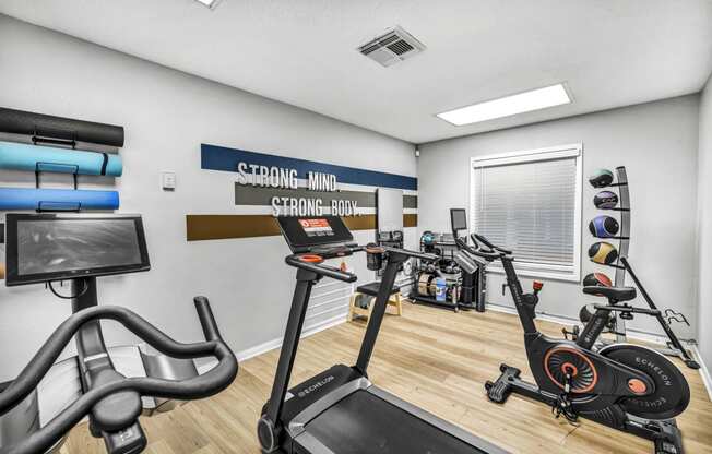 our gym has a lot of exercise equipment for your enjoyment