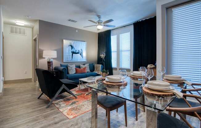 Living Room Come Dining Area View at Fifty02 Westover Hills, San Antonio, 78251
