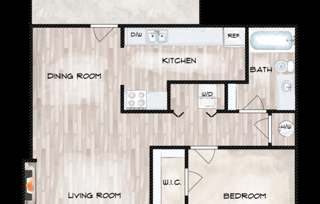 1 bed, 1 bath, 700 sqft, $895