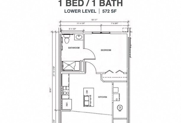 1 bed, 1 bath, 572 sqft, $920