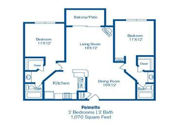 2 beds, 2 baths, 1,070 sqft, $2,988