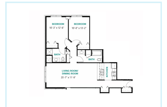 2 beds, 2 baths, 1,219 sqft, $1,655, Unit 0301