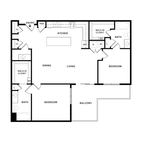 2 beds, 2 baths, 1,321 sqft, $1,604