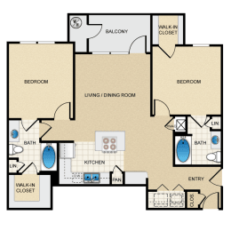 2 beds, 2 baths, 1,140 sqft, $2,395