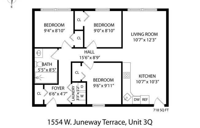 3 beds, 1 bath, 670 sqft, $2,200, Unit 1554-2Q