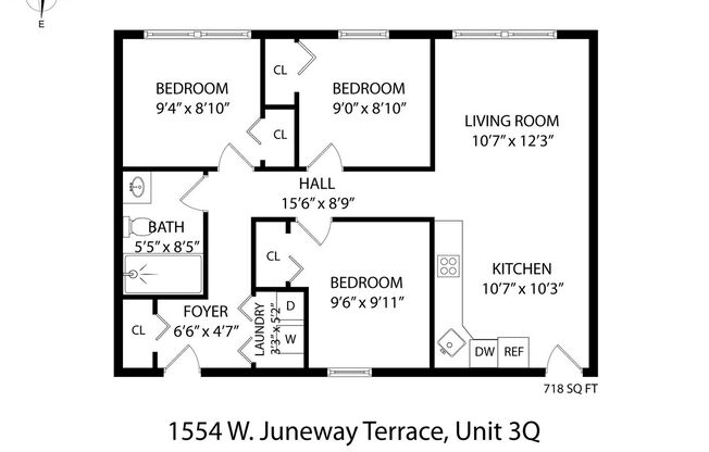 3 beds, 1 bath, 696 sqft, $2,025