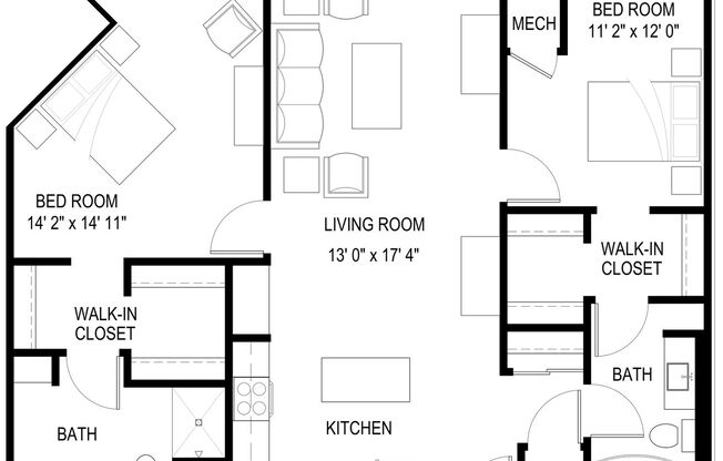 2 beds, 2 baths, 1,113 sqft, $1,770, Unit 150